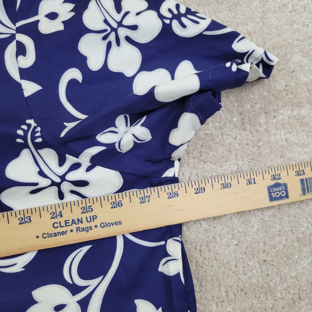 Puanani Hawaiian Shirt Womens 3X Blue White Hibiscus Floral Print Button Up NWOT - Picture 4 of 5